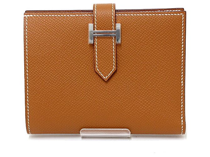 Hermès Hermes Bearn Compact Bi-fold Wallet in Gold Brown Epsom Leather