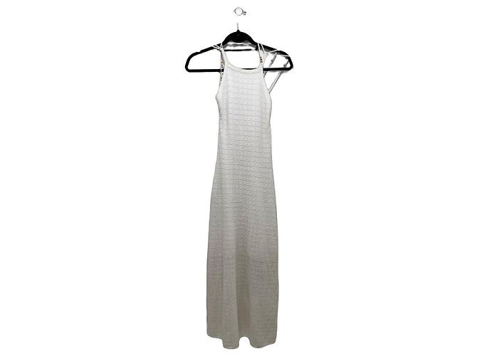 Sandro Vestido Longo Branco Texturizado
