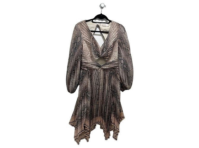 Vestido Zimmermann Estampado de Serpente Plissado