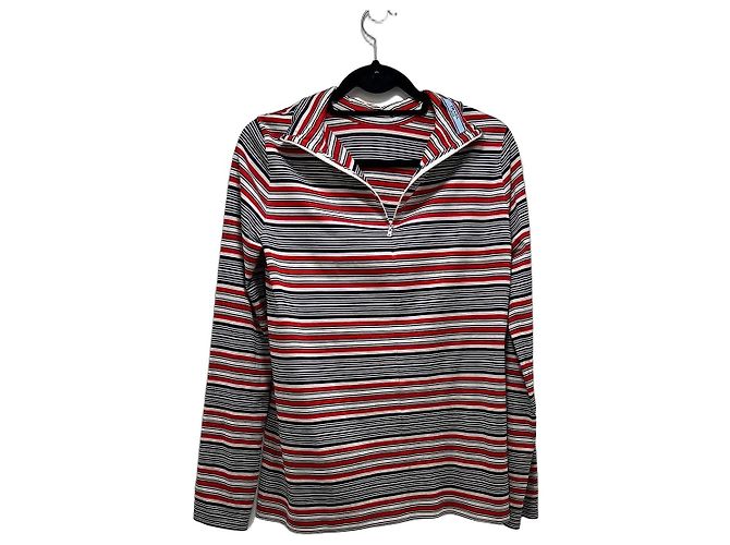 Prada Pull zippé en coton à rayures