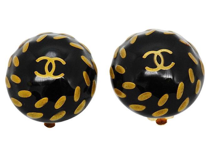 Orecchini a clip Chanel neri e oro