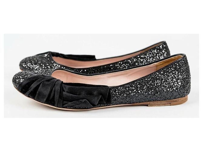 Miu Miu Sapatilhas Glitter Pretas