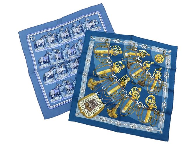Hermès Carré 42 Blue Silk Scarf
