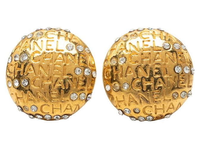 Orecchini a clip Chanel placcati oro con strass