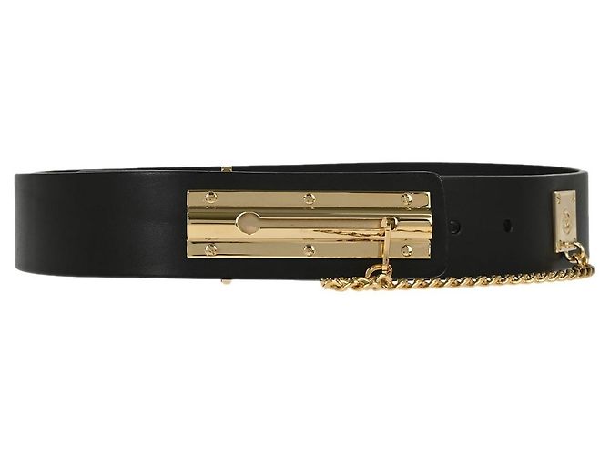 Chanel schmaler Ledergürtel mit Plattenschnalle