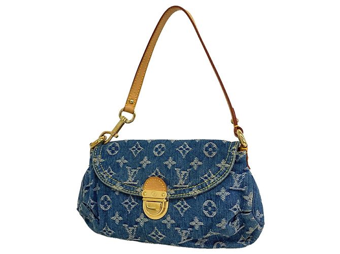 Borsa a spalla Mini Pleaty in denim Monogram Louis Vuitton