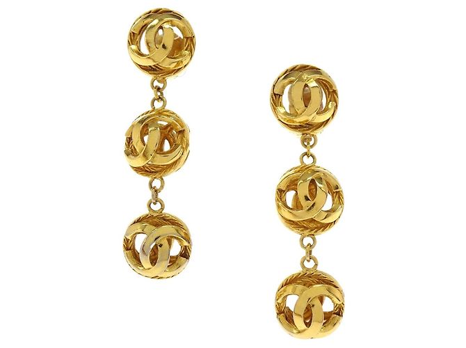Orecchini a clip Chanel Dangle Ball in metallo