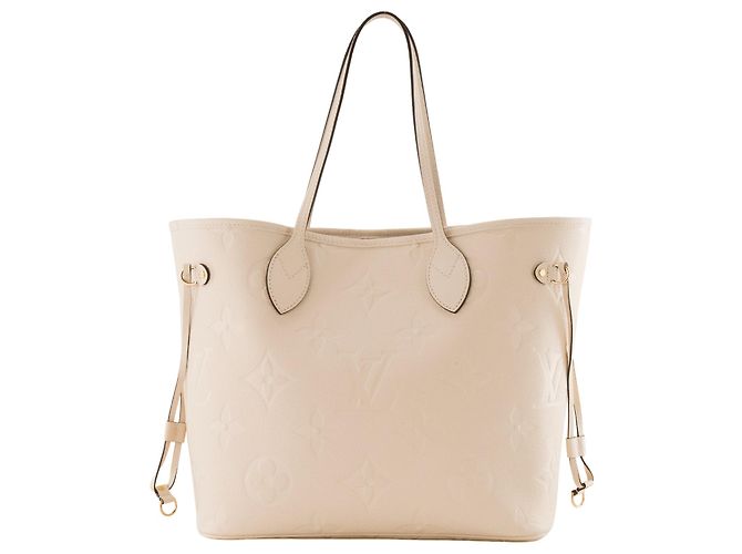 LOUIS VUITTON - Saco Cabas Neverfull MM Louis Vuitton em couro empreinte bege