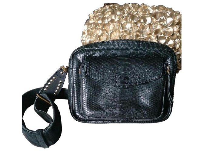 Claris Virot Borsa Tracolla Pelle Pitone Nera