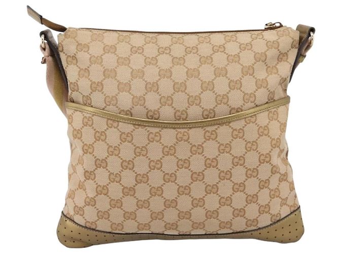 Sac messager Gucci Zip GG Canvas avec cuir perforé Medium