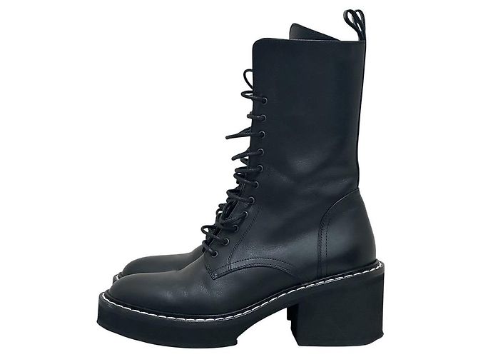 Schwarze Lederkampfstiefel Khaite Größe 38,5 Gebraucht