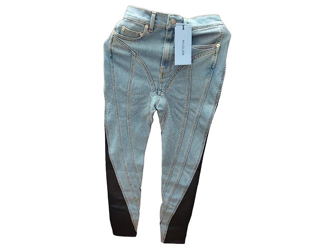 Thierry Mugler Mugler Jeans Hellblau mit schwarzen Einsätzen
