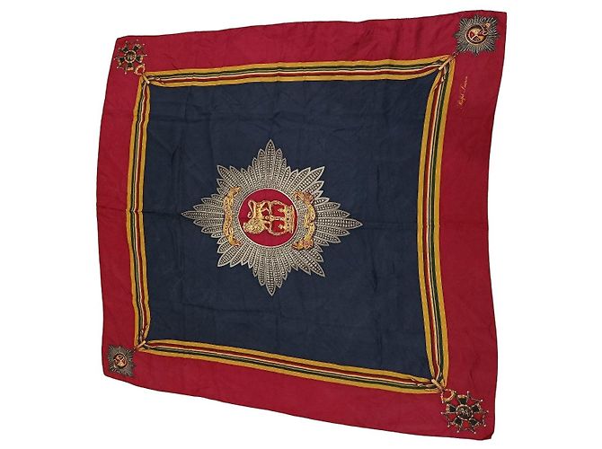 Lenço de seda Ralph Lauren com design de leão e coroa