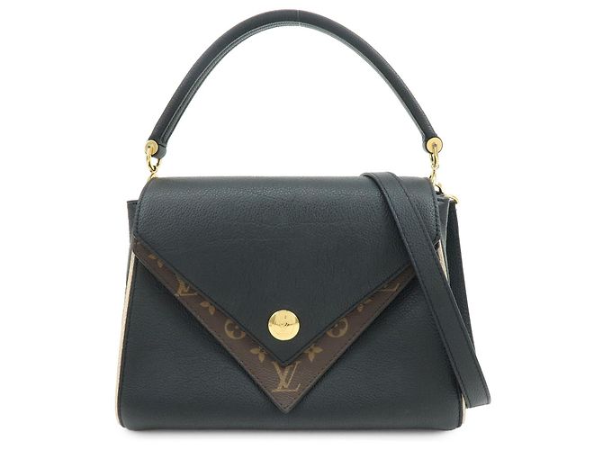Louis Vuitton Double V em couro de bezerro com Monogram Canvas