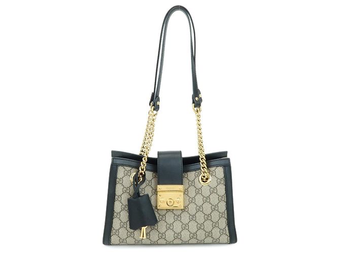 Gucci Padlock Chain GG Coated Canvas with Leather Small