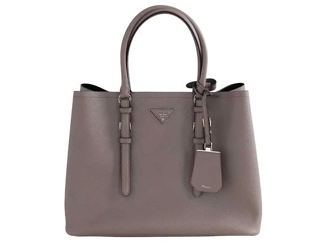 Prada Double saffiano leather handbag grey
