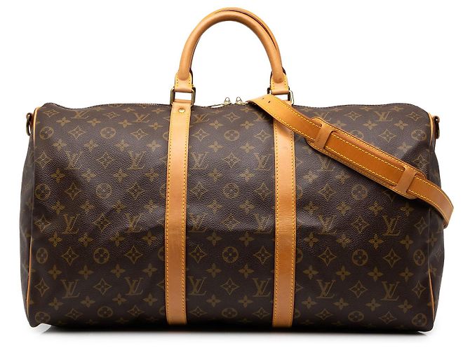 Borsa da viaggio Louis Vuitton Monogram Keepall Bandouliere 50 Marrone