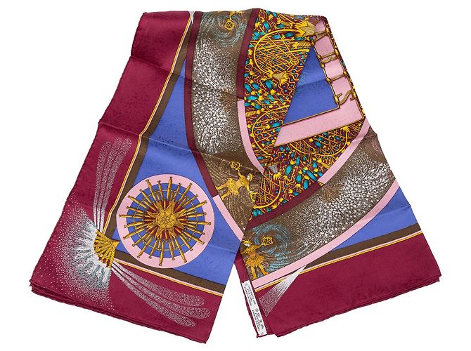 Lenço de seda Hermès Feus d Artifice Azul 90 Scarves