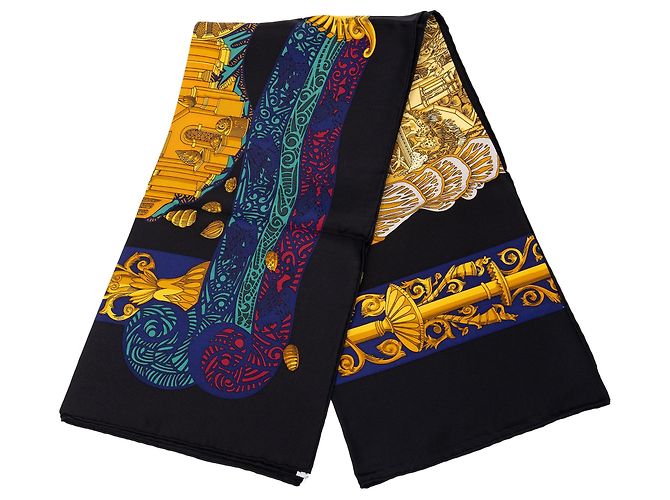 Foulard di seta Hermès LAtlantide Nero 90 Scarves