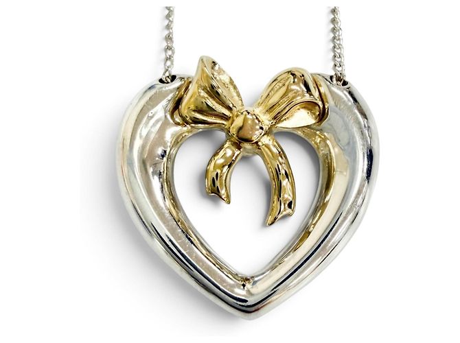 Autre Marque Collana Cuore con Fiocco Tiffany & Co. in Oro 18K e Argento