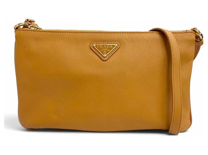 Prada Triangle Logo Soft Grain Leather Shoulder Bag