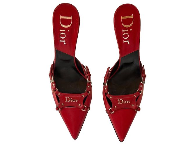 Dior rote Leder-Mules John Galliano
