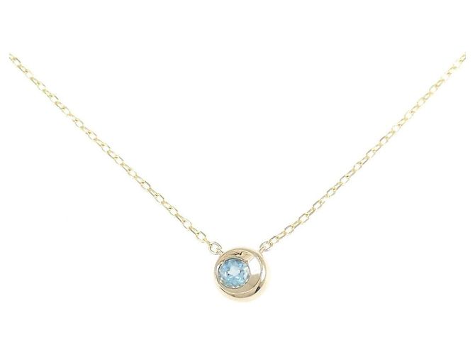 Autre Marque Collar de oro amarillo K10 y topacio azul