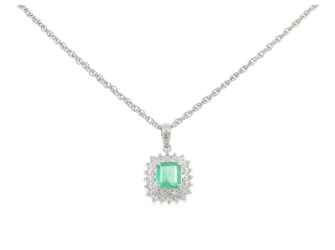 Autre Marque Collana in platino con smeraldi e diamanti