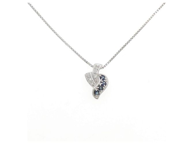 Autre Marque Pt850 Saphir Diamant Halskette