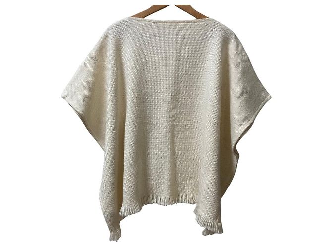 Autre Marque Poncho de Lã e Bambu com Franjas Cristaseya