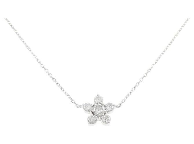 Autre Marque Colar de Diamantes Flor Pt900/Pt850