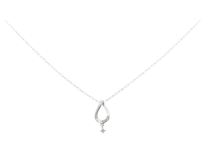Autre Marque Collana in oro bianco K10 e diamanti
