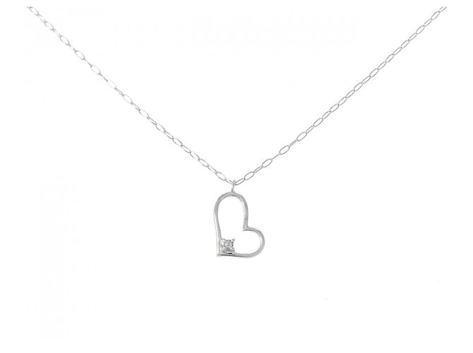 Autre Marque Collana in oro bianco K10 e diamanti