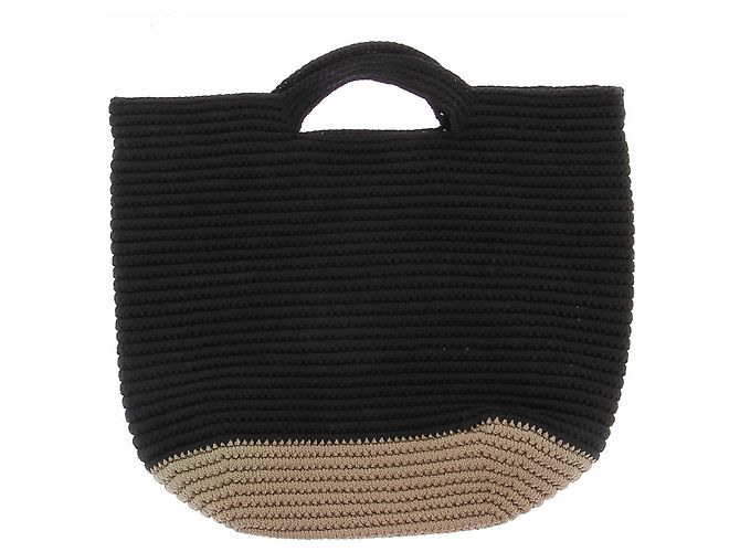 Autre Marque Bolsa trançada preta e bege