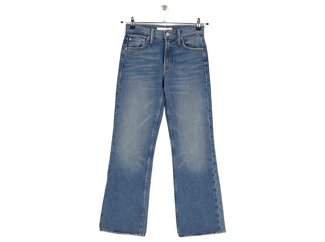 Mother Blue Cotton Flared Jeans
