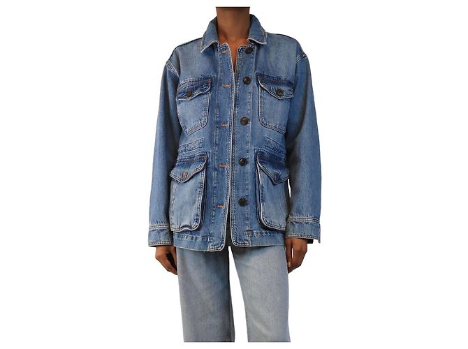 Autre Marque Blaues Denim-Cargo-Jacke - size UK 8