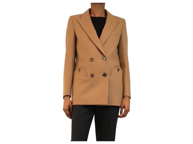 Autre Marque Brown double-breasted wool coat - size UK 8