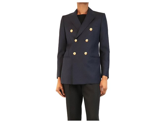 Céline Navy double-breasted jacket - size UK 6