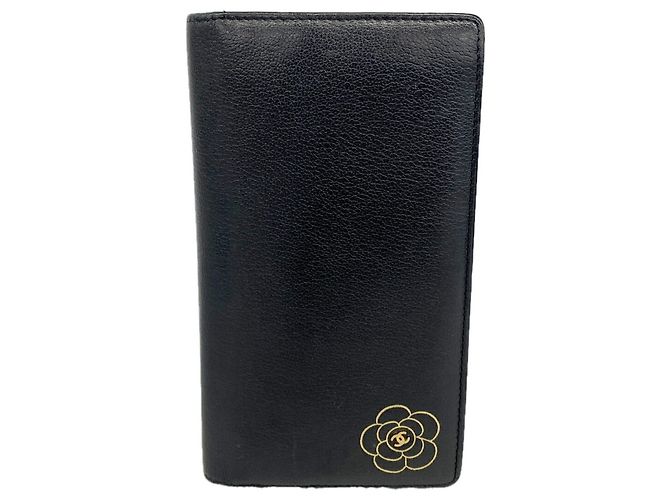 Chanel Black Leather Long Wallet