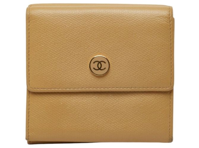 Chanel Coco Mark Double Snap Tri-fold Geldbörse