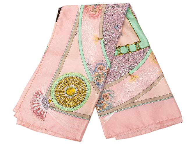 Pañuelo de seda Hermès Pink Feux D Artifice 90