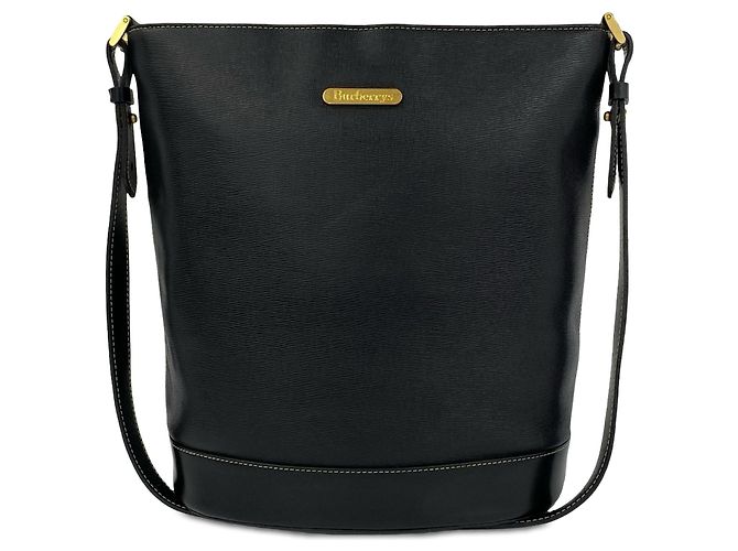 Borsa a secchiello Burberry in pelle di vitello nera