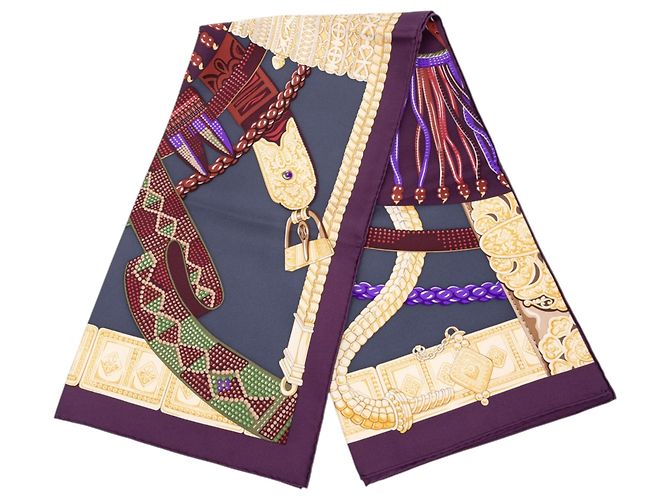 Hermès Purple Ceintures Et Liens Seidentuch 90