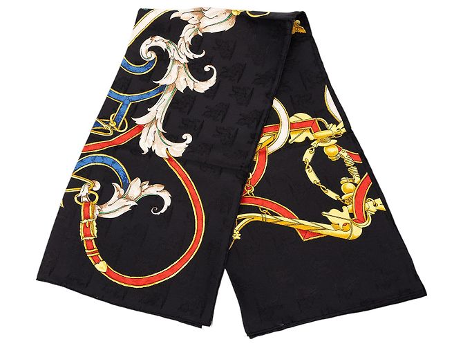 Pañuelo de seda jacquard Hermès Black L Instruction Du Roy 90