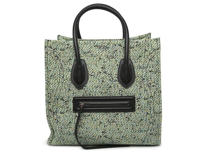 Céline Celine Green Medium Tweed Phantom Luggage Tote