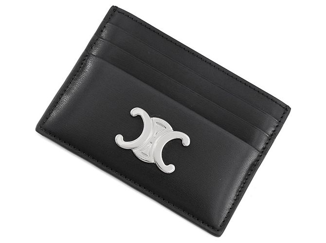 Triomphe Céline Celine Black Leather Business Card Case