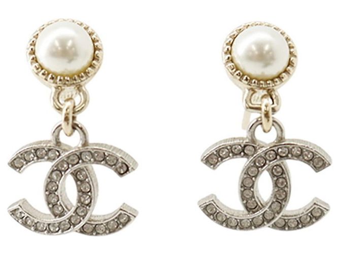 Chanel Gold Rhinestone Ohrringe