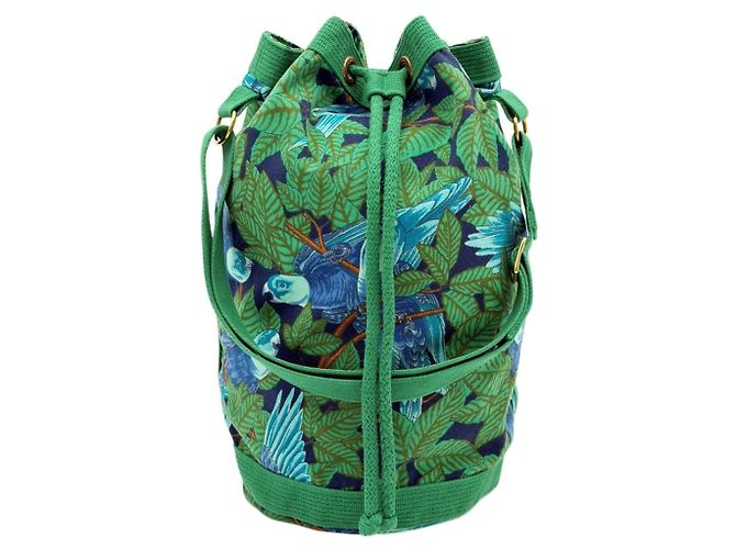 Hermès Hermes Bird Print Drawstring Shoulder Bag