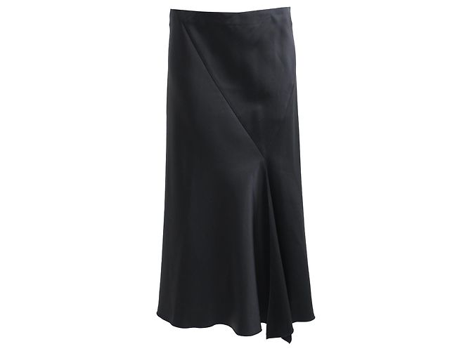 Falda midi asimétrica The Row en acetato negro