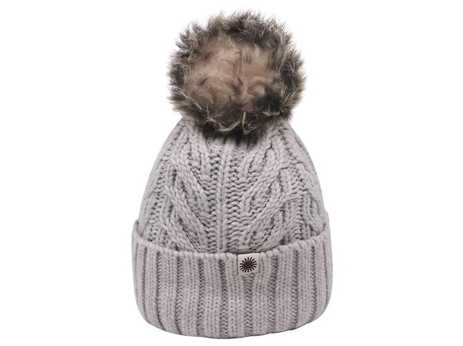 Gorro de malha UGG Pom-Pom em lã cinza
